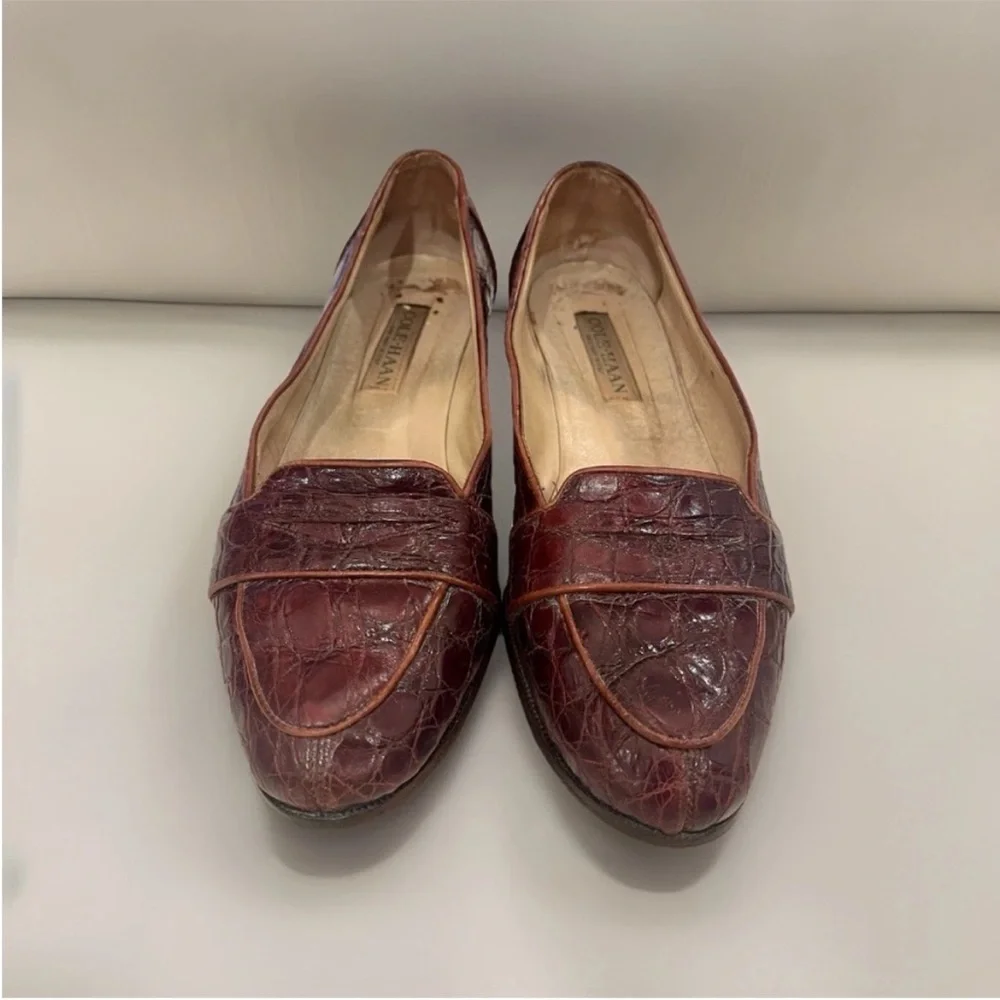Cole Haan Vintage Genuine Alligator Brown Women's Loafers - 8M - Made in Italy